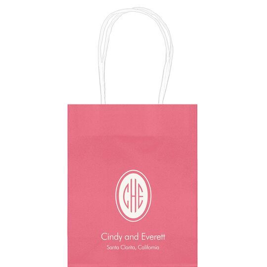 Outline Shaped Oval Monogram with Text Mini Twisted Handled Bags
